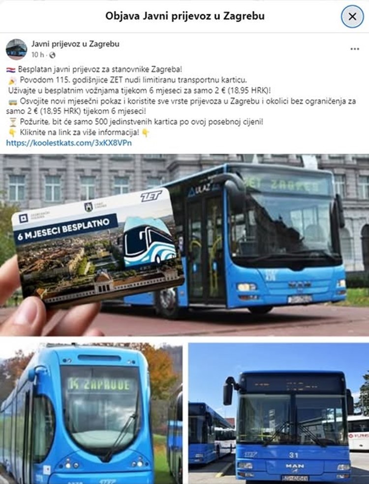 UPOZORENJE - LAŽNI FACEBOOK PROFIL ZA PRODAJU KARATA ZET-A 